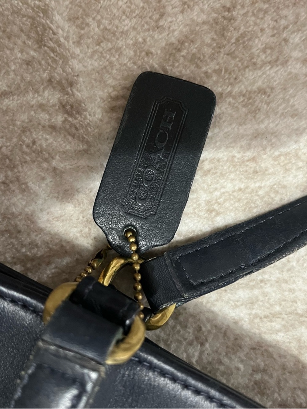 Coach RARE navy Leather Double-Handle Tote - Picture 8 of 13